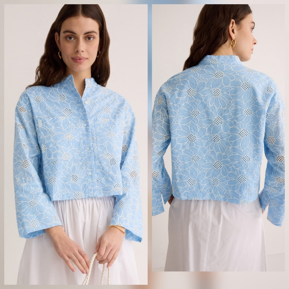 CeCe Button Down Collar Top Cotton Long Sleeve Size M